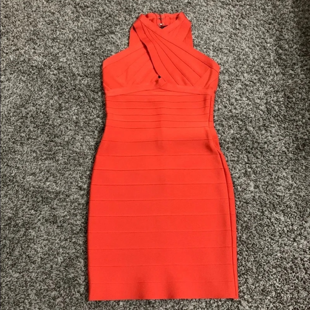 Orange Rayon Bandage dress